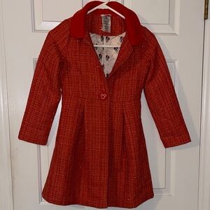 Vintage Orange Kids Disney Minnie Mouse tweed Peacoat. Size 7/8